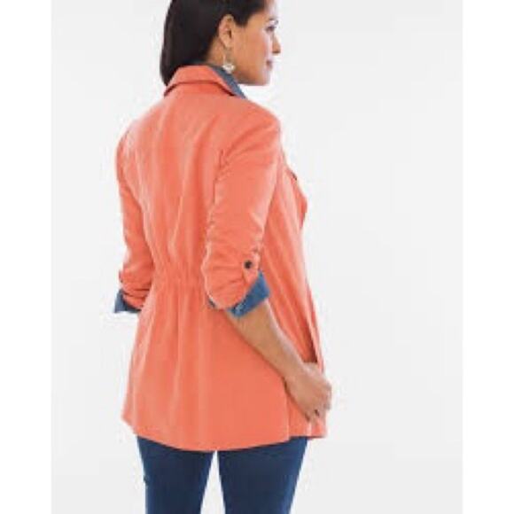 Chico's Soft Ruffle Jacket in Orange Marmalade Sz.3(XL) NWT - Picture 4 of 9